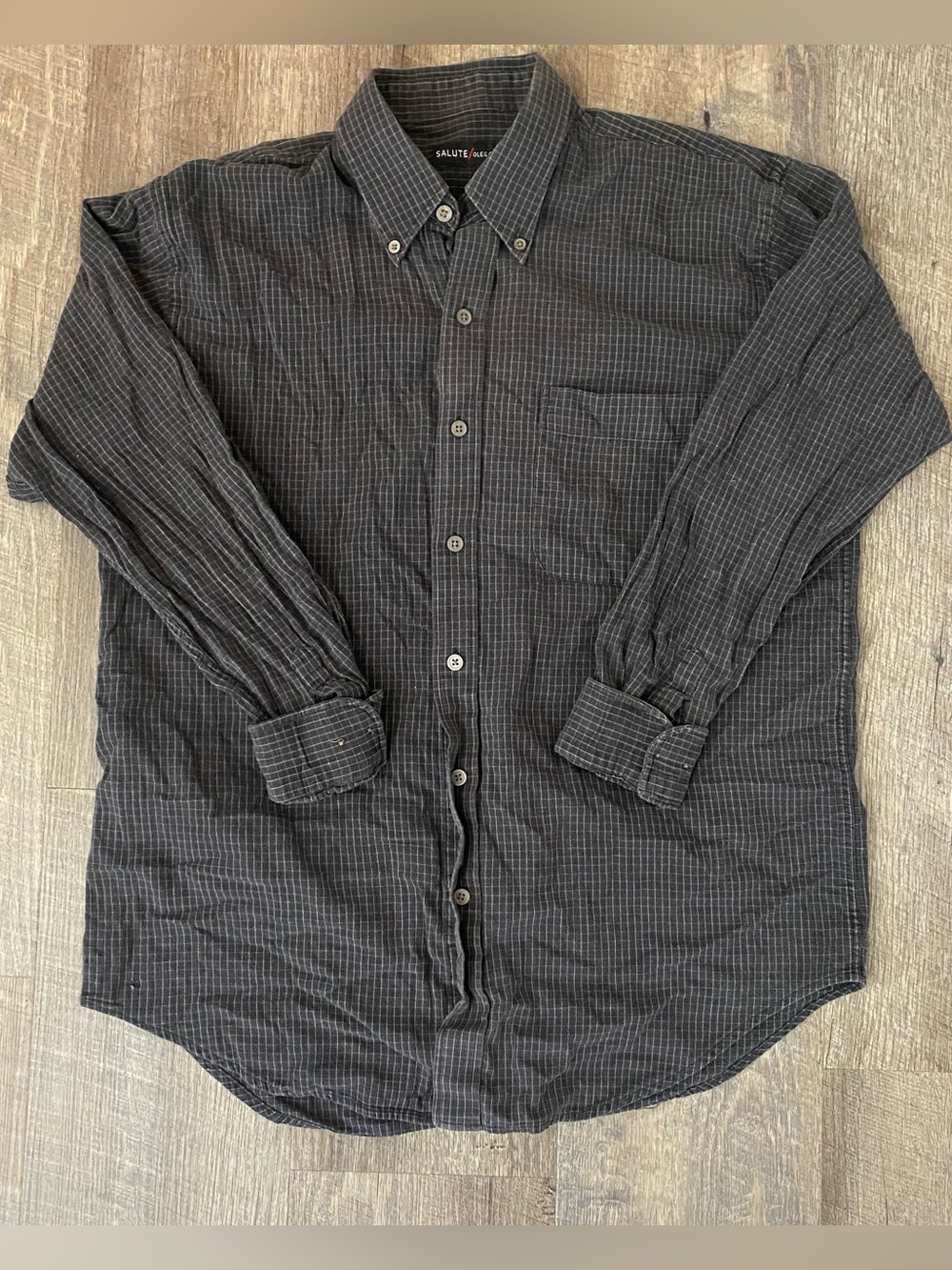 Salute / Oleg Cassini Men’s Black & Grey Flannel Button Up